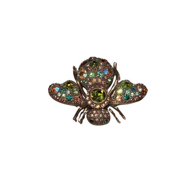 Authentic Joan Rivers Multicolored Stone Brass Bubble Bee Insect Designer Brooch - Picture 7 of 9